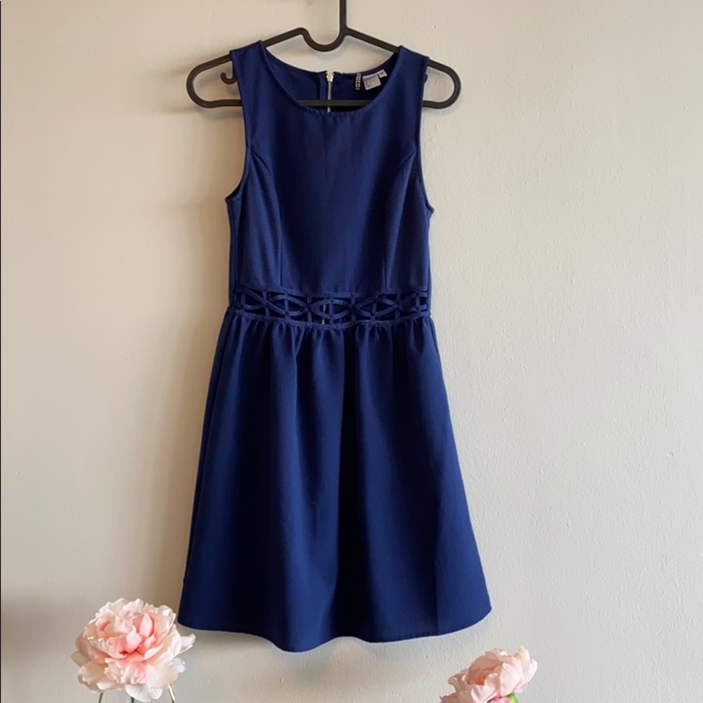 Divided Navy Skater Dress